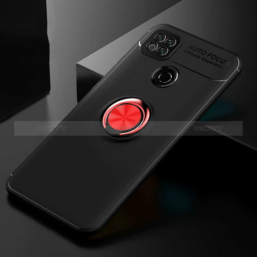 Coque Ultra Fine Silicone Souple Housse Etui avec Support Bague Anneau Aimante Magnetique pour Xiaomi POCO C3 Rouge et Noir Plus