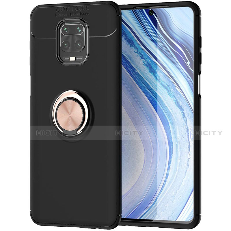 Coque Ultra Fine Silicone Souple Housse Etui avec Support Bague Anneau Aimante Magnetique pour Xiaomi Poco M2 Pro Or et Noir Plus