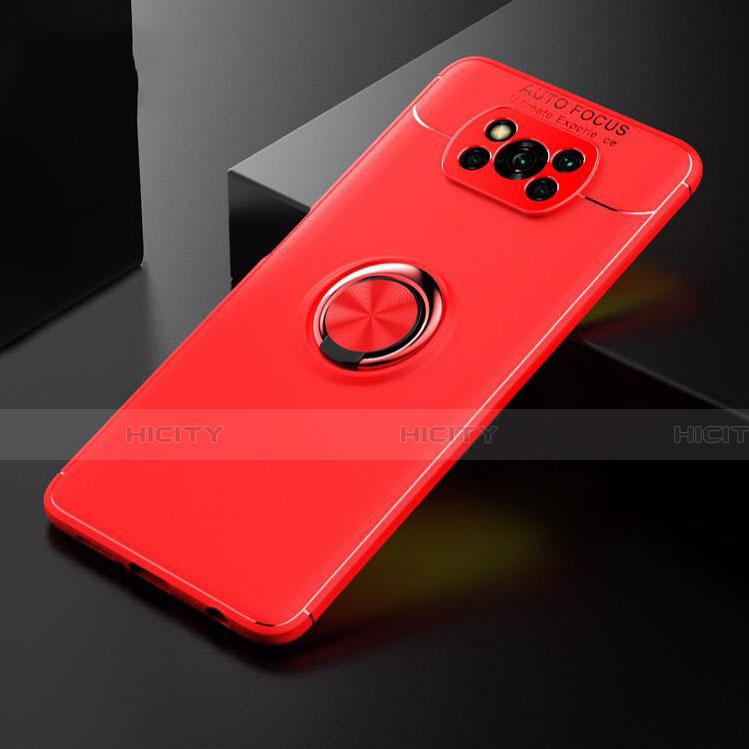 Coque Ultra Fine Silicone Souple Housse Etui avec Support Bague Anneau Aimante Magnetique pour Xiaomi Poco X3 NFC Plus