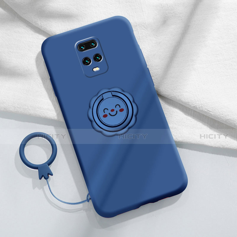 Coque Ultra Fine Silicone Souple Housse Etui avec Support Bague Anneau Aimante Magnetique pour Xiaomi Redmi 10X 5G Bleu Plus