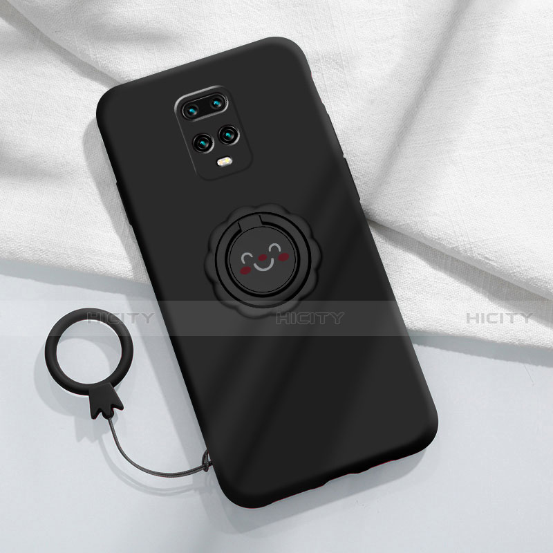 Coque Ultra Fine Silicone Souple Housse Etui avec Support Bague Anneau Aimante Magnetique pour Xiaomi Redmi 10X 5G Noir Plus