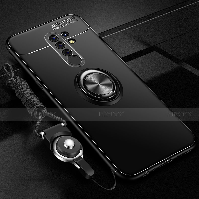 Coque Ultra Fine Silicone Souple Housse Etui avec Support Bague Anneau Aimante Magnetique pour Xiaomi Redmi 9 Noir Plus