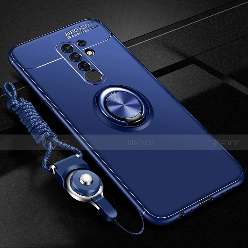 Coque Ultra Fine Silicone Souple Housse Etui avec Support Bague Anneau Aimante Magnetique pour Xiaomi Redmi 9 Prime India Bleu Plus