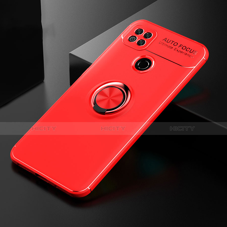 Coque Ultra Fine Silicone Souple Housse Etui avec Support Bague Anneau Aimante Magnetique pour Xiaomi Redmi 9C NFC Rouge Plus