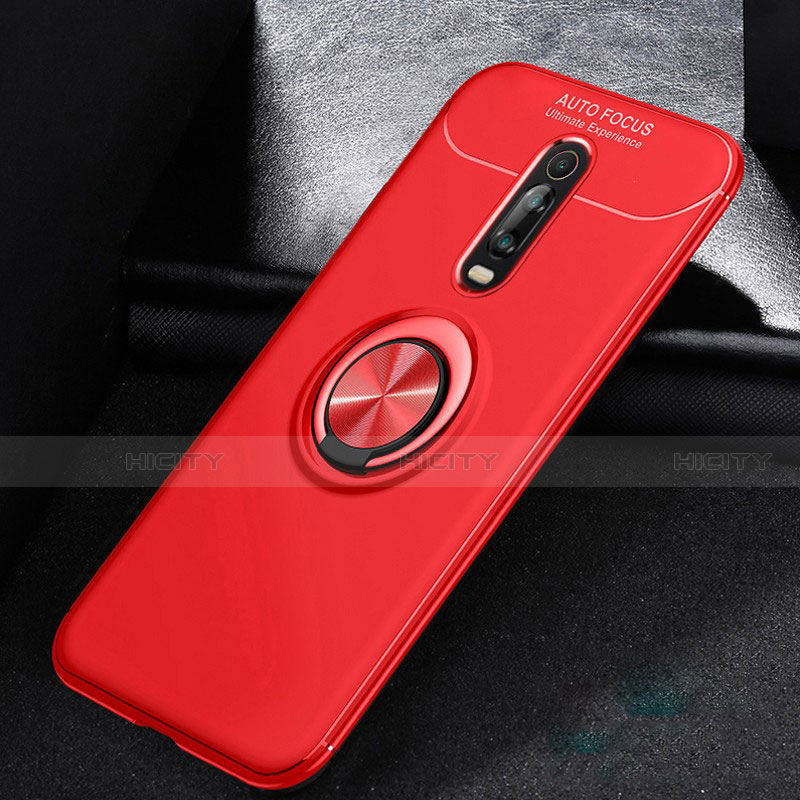 Coque Ultra Fine Silicone Souple Housse Etui avec Support Bague Anneau Aimante Magnetique pour Xiaomi Redmi K20 Pro Rouge Plus