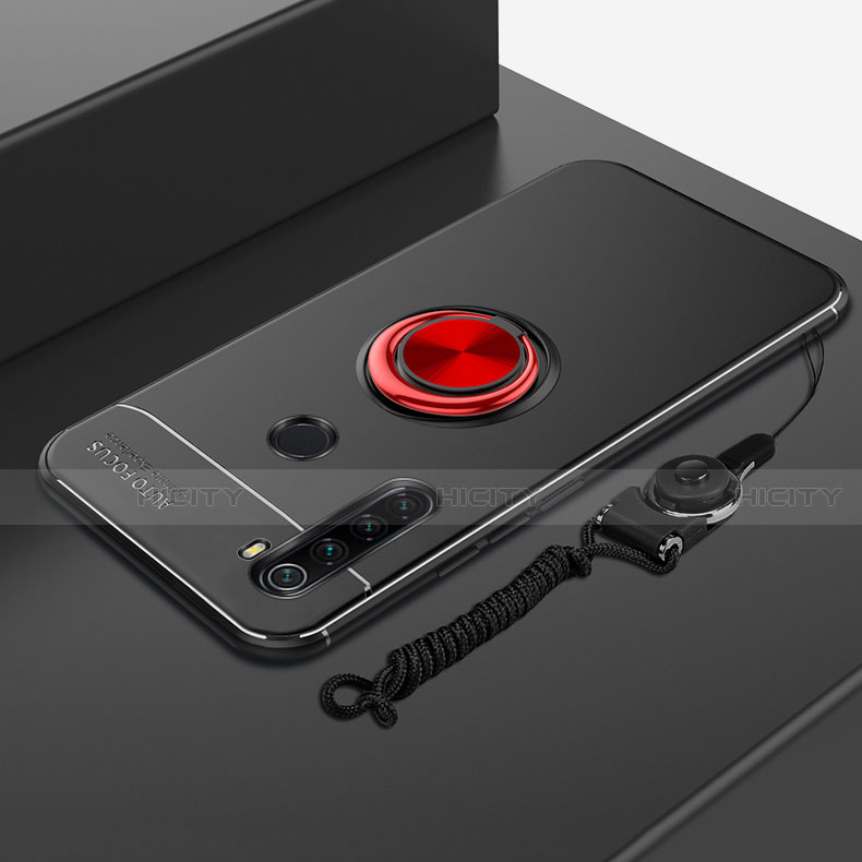 Coque Ultra Fine Silicone Souple Housse Etui avec Support Bague Anneau Aimante Magnetique pour Xiaomi Redmi Note 8 Rouge et Noir Plus