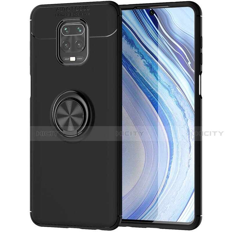 Coque Ultra Fine Silicone Souple Housse Etui avec Support Bague Anneau Aimante Magnetique pour Xiaomi Redmi Note 9 Pro Max Noir Plus