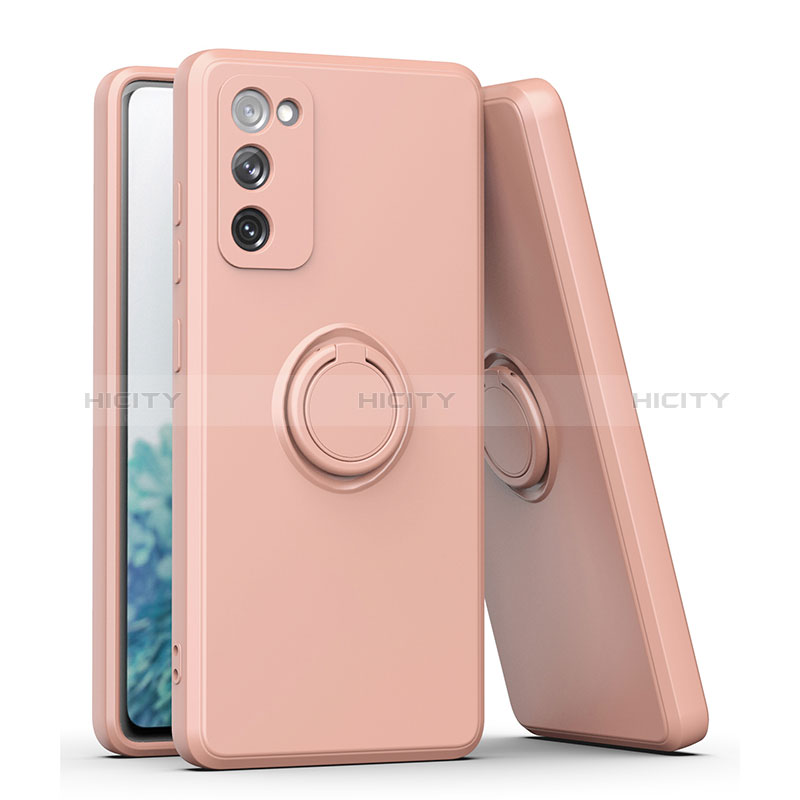 Coque Ultra Fine Silicone Souple Housse Etui avec Support Bague Anneau Aimante Magnetique QW1 pour Samsung Galaxy A12 5G Rose Plus