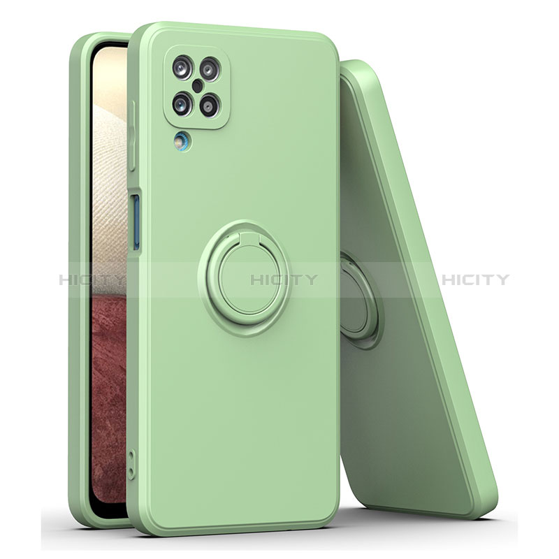 Coque Ultra Fine Silicone Souple Housse Etui avec Support Bague Anneau Aimante Magnetique QW1 pour Samsung Galaxy A12 Nacho Vert Armee Plus