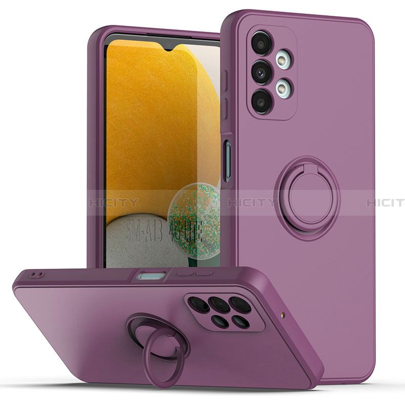 Coque Ultra Fine Silicone Souple Housse Etui avec Support Bague Anneau Aimante Magnetique QW1 pour Samsung Galaxy A13 4G Violet Plus