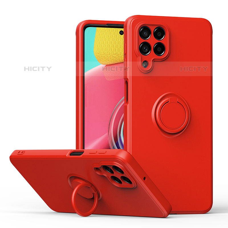 Coque Ultra Fine Silicone Souple Housse Etui avec Support Bague Anneau Aimante Magnetique QW1 pour Samsung Galaxy M53 5G Rouge Plus