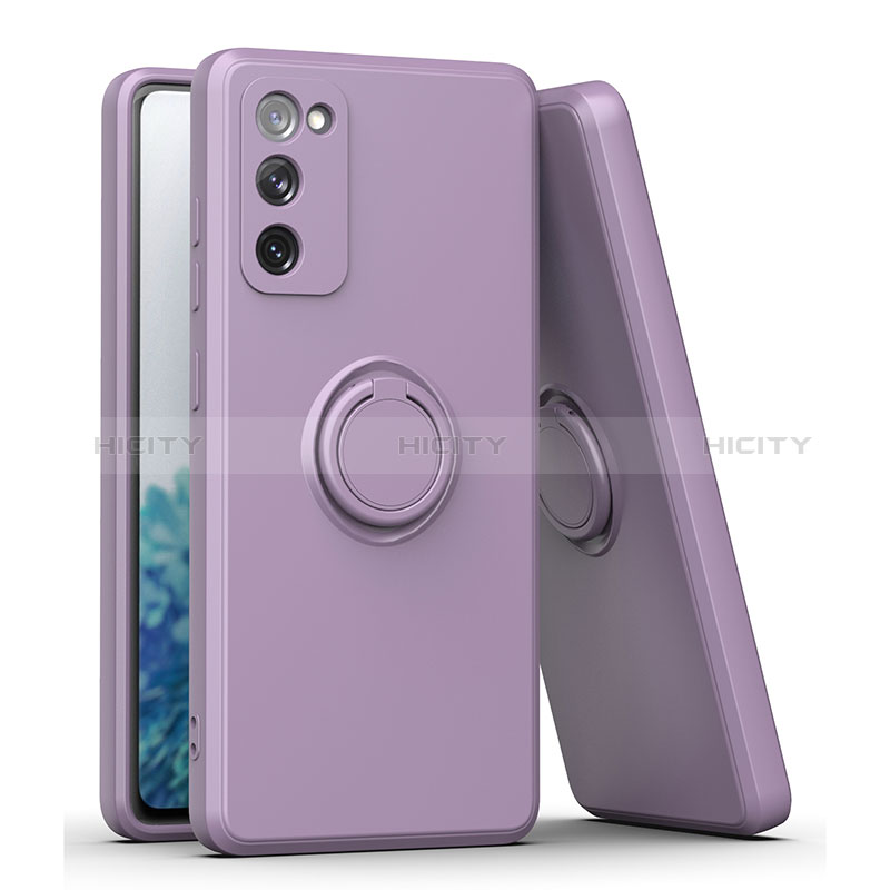 Coque Ultra Fine Silicone Souple Housse Etui avec Support Bague Anneau Aimante Magnetique QW1 pour Samsung Galaxy S20 FE 5G Violet Plus