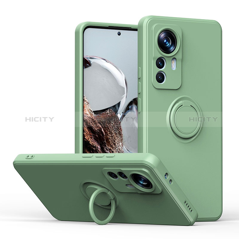 Coque Ultra Fine Silicone Souple Housse Etui avec Support Bague Anneau Aimante Magnetique QW1 pour Xiaomi Mi 12T 5G Vert Armee Plus