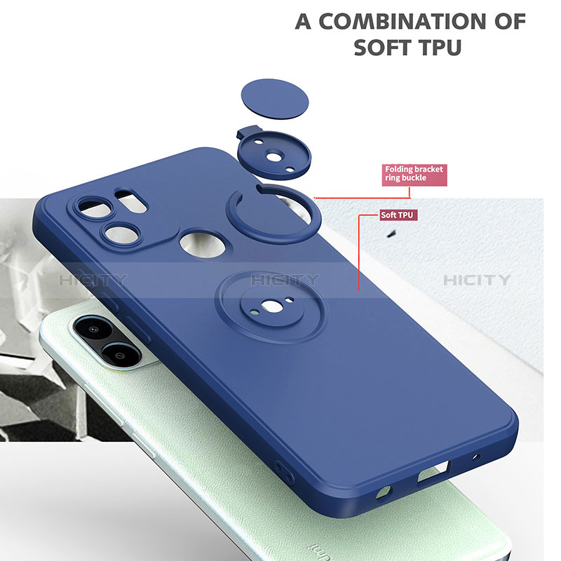 Coque Ultra Fine Silicone Souple Housse Etui avec Support Bague Anneau Aimante Magnetique QW1 pour Xiaomi Poco C50 Plus