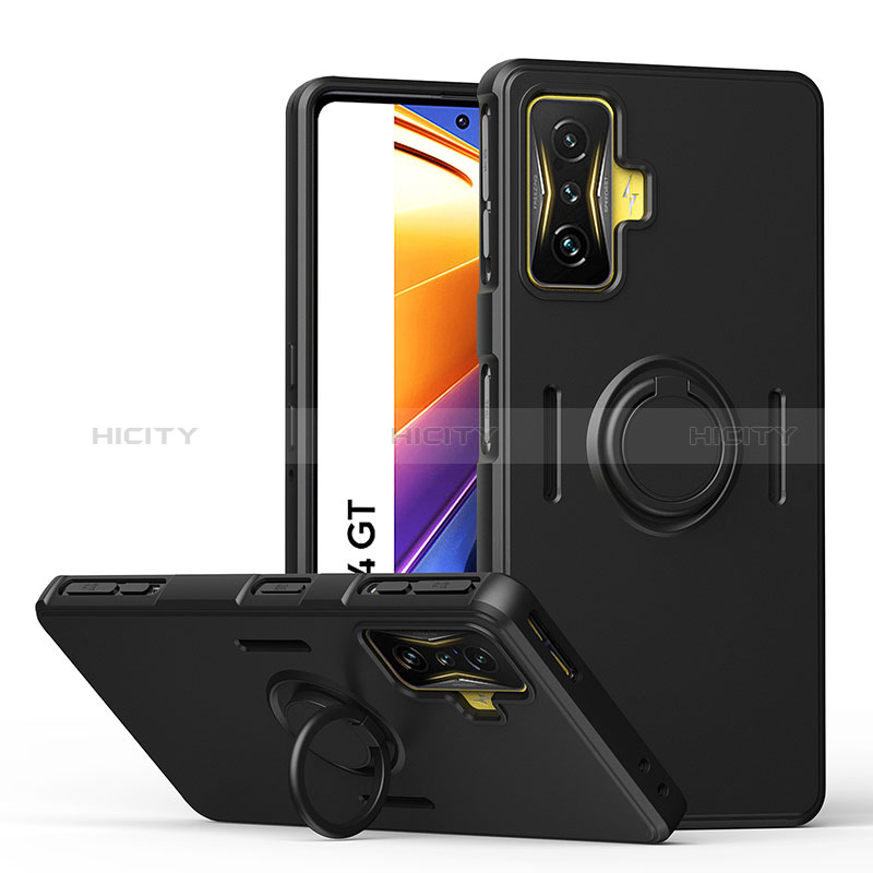 Coque Ultra Fine Silicone Souple Housse Etui avec Support Bague Anneau Aimante Magnetique QW1 pour Xiaomi Poco F4 GT 5G Noir Plus