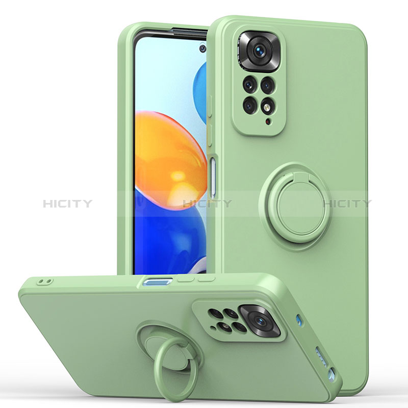 Coque Ultra Fine Silicone Souple Housse Etui avec Support Bague Anneau Aimante Magnetique QW1 pour Xiaomi Redmi Note 11 4G (2022) Pastel Vert Plus