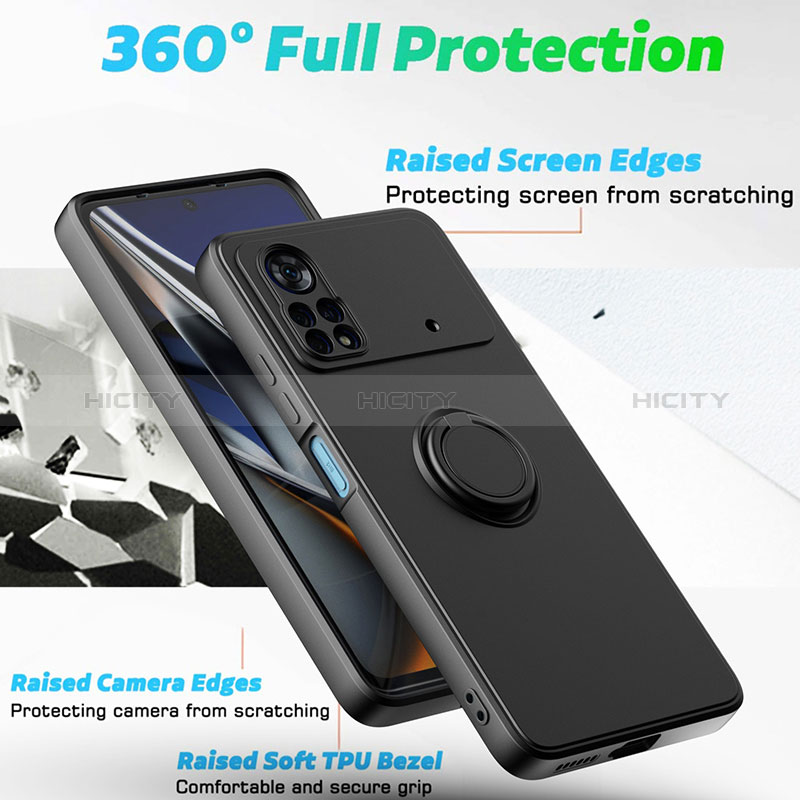 Coque Ultra Fine Silicone Souple Housse Etui avec Support Bague Anneau Aimante Magnetique QW1 pour Xiaomi Redmi Note 11E Pro 5G Plus