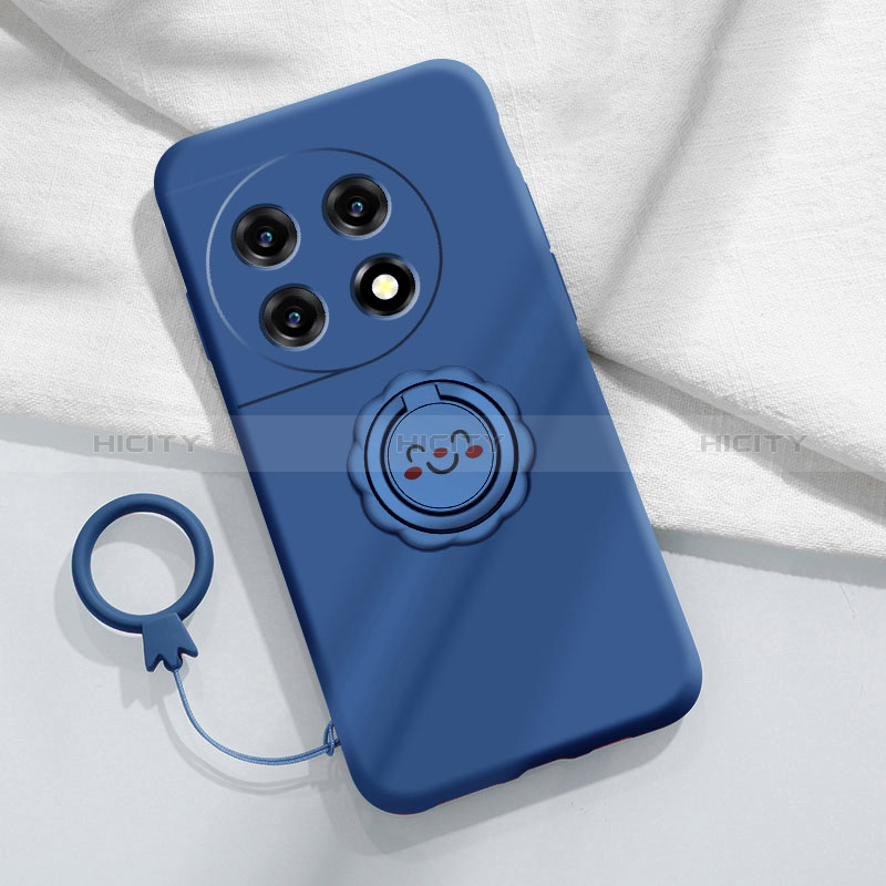 Coque Ultra Fine Silicone Souple Housse Etui avec Support Bague Anneau Aimante Magnetique S01 pour OnePlus Ace 2 5G Bleu Plus