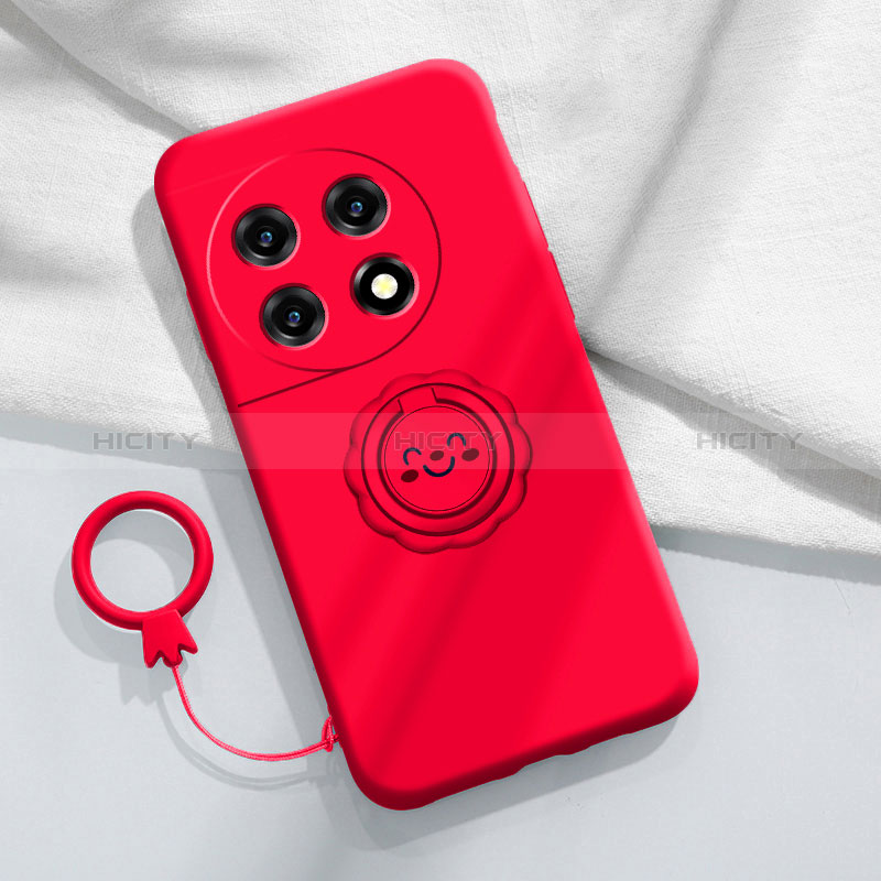 Coque Ultra Fine Silicone Souple Housse Etui avec Support Bague Anneau Aimante Magnetique S01 pour OnePlus Ace 2 5G Rouge Plus