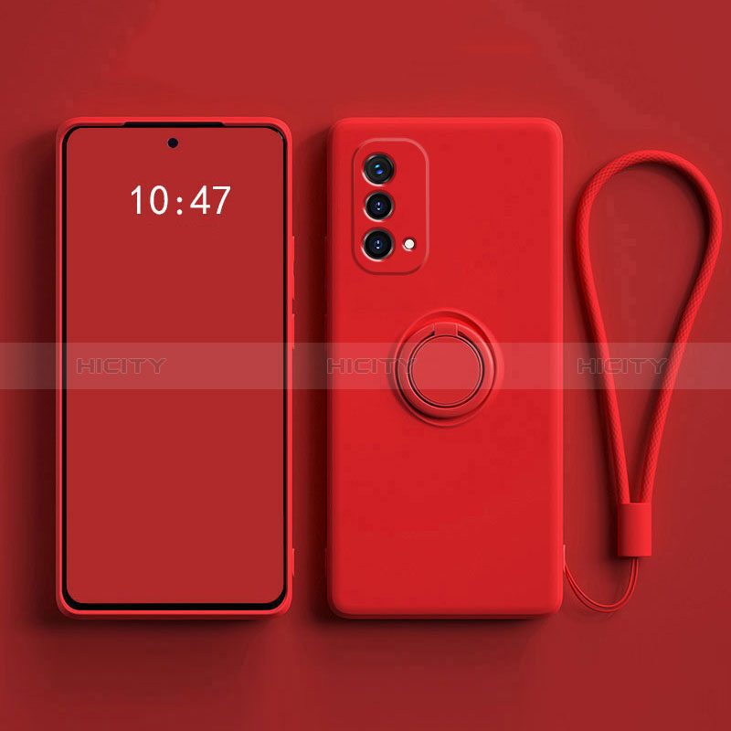 Coque Ultra Fine Silicone Souple Housse Etui avec Support Bague Anneau Aimante Magnetique S01 pour Oppo A54 5G Rouge Plus