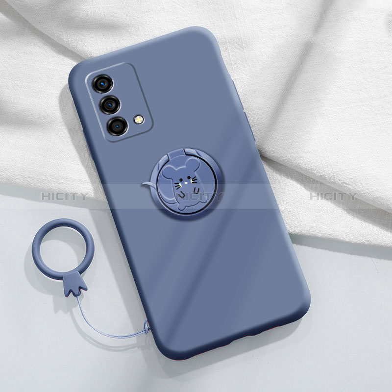 Coque Ultra Fine Silicone Souple Housse Etui avec Support Bague Anneau Aimante Magnetique S01 pour Oppo K9 5G Gris Lavende Plus