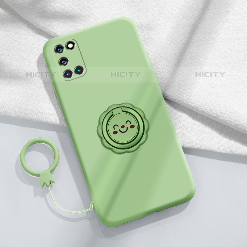 Coque Ultra Fine Silicone Souple Housse Etui avec Support Bague Anneau Aimante Magnetique S01 pour Oppo Reno6 Pro 5G Pastel Vert Plus