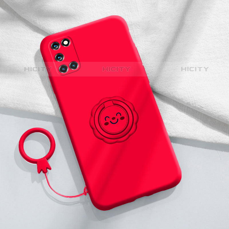 Coque Ultra Fine Silicone Souple Housse Etui avec Support Bague Anneau Aimante Magnetique S01 pour Oppo Reno6 Pro 5G Rouge Plus