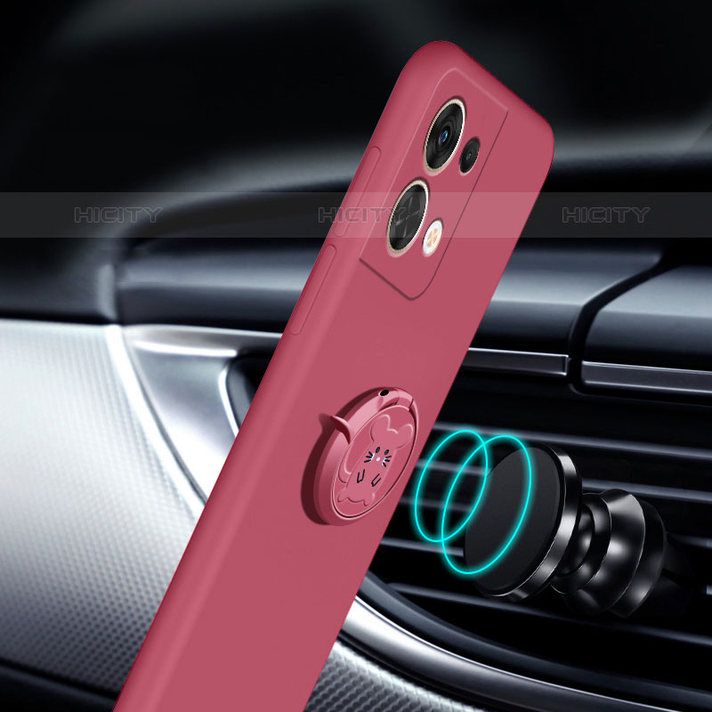 Coque Ultra Fine Silicone Souple Housse Etui avec Support Bague Anneau Aimante Magnetique S01 pour Oppo Reno8 5G Plus