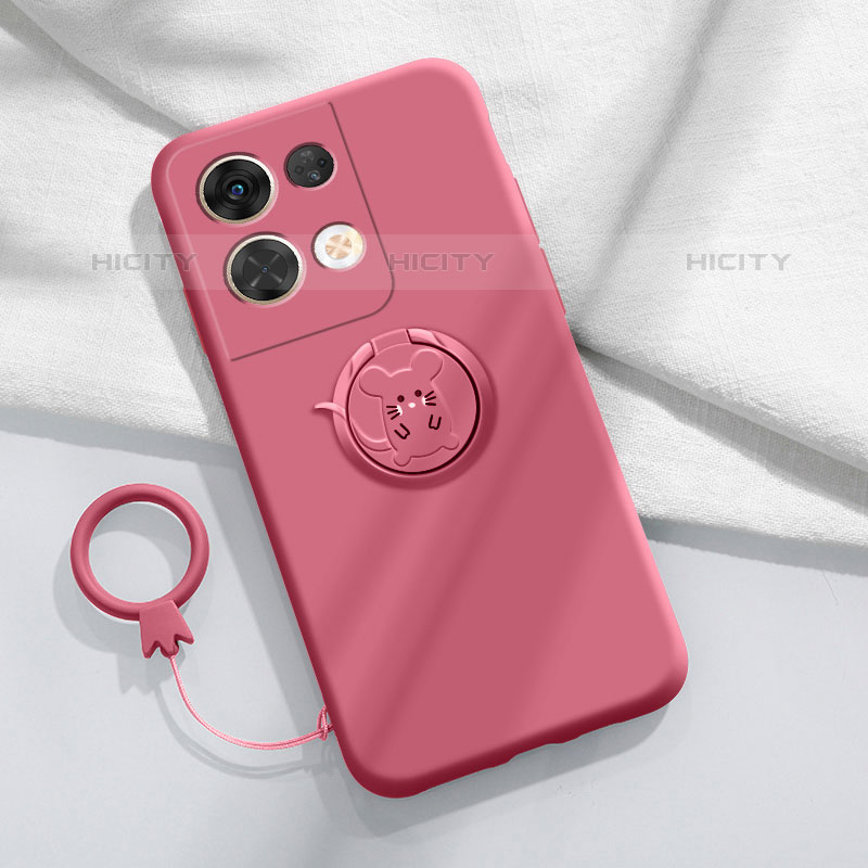 Coque Ultra Fine Silicone Souple Housse Etui avec Support Bague Anneau Aimante Magnetique S01 pour Oppo Reno8 5G Plus