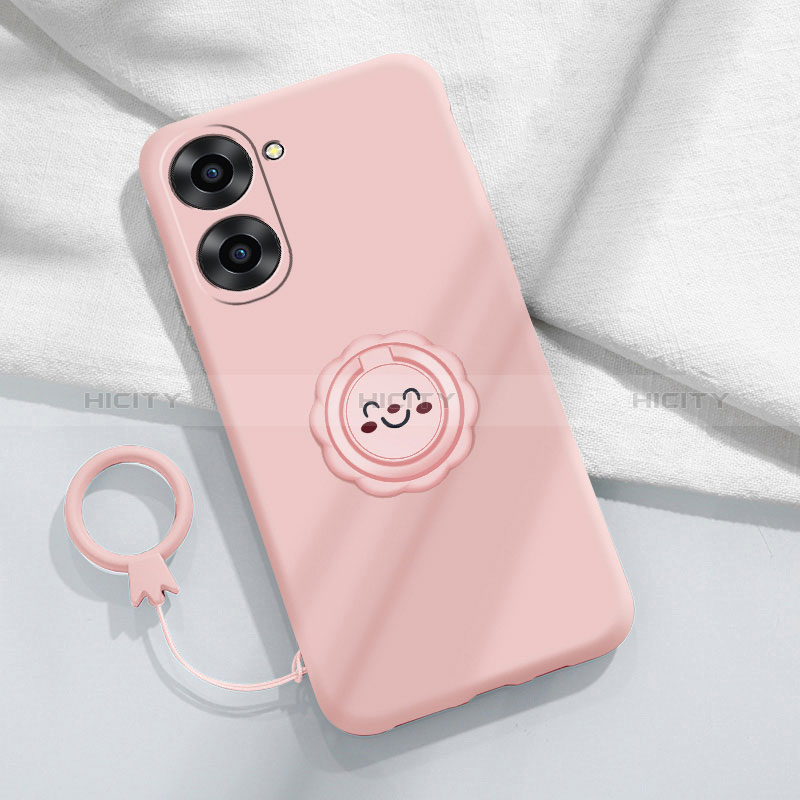 Coque Ultra Fine Silicone Souple Housse Etui avec Support Bague Anneau Aimante Magnetique S01 pour Realme 10S 5G Plus