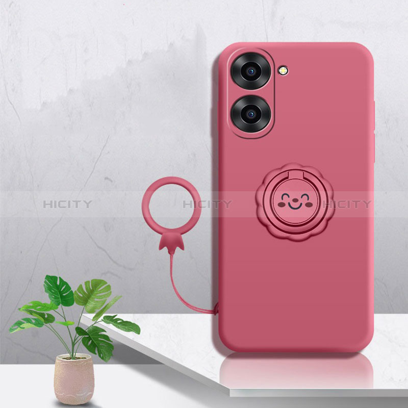 Coque Ultra Fine Silicone Souple Housse Etui avec Support Bague Anneau Aimante Magnetique S01 pour Realme V30t 5G Plus