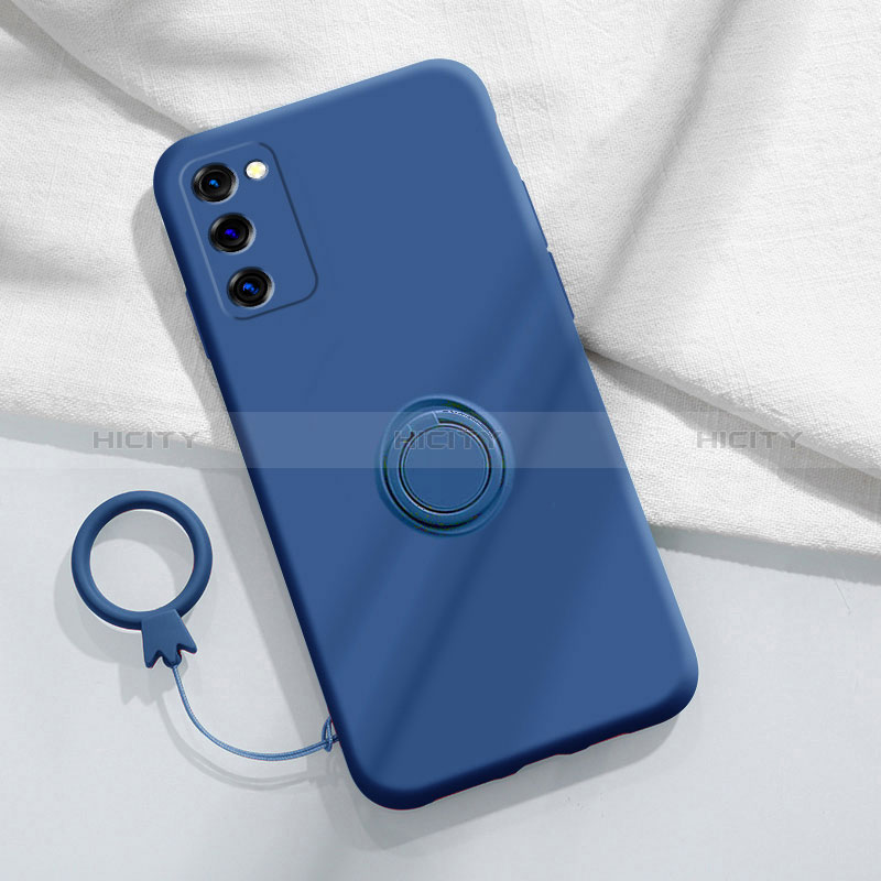 Coque Ultra Fine Silicone Souple Housse Etui avec Support Bague Anneau Aimante Magnetique S01 pour Samsung Galaxy S20 FE (2022) 5G Bleu Plus