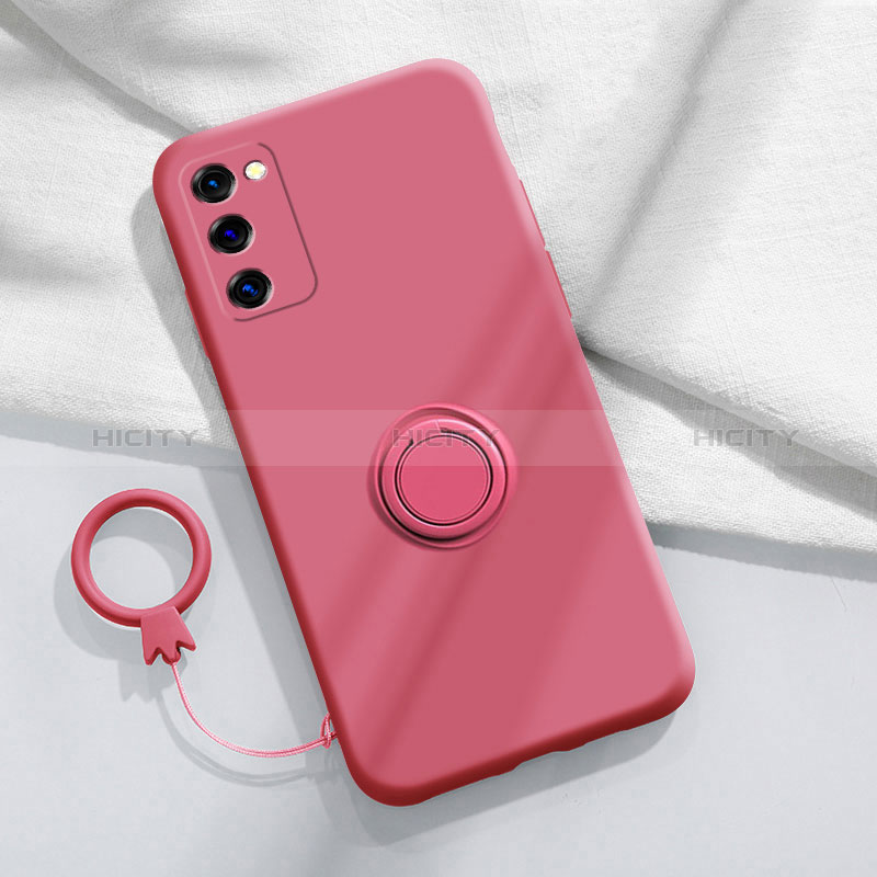 Coque Ultra Fine Silicone Souple Housse Etui avec Support Bague Anneau Aimante Magnetique S01 pour Samsung Galaxy S20 Lite 5G Rouge Plus