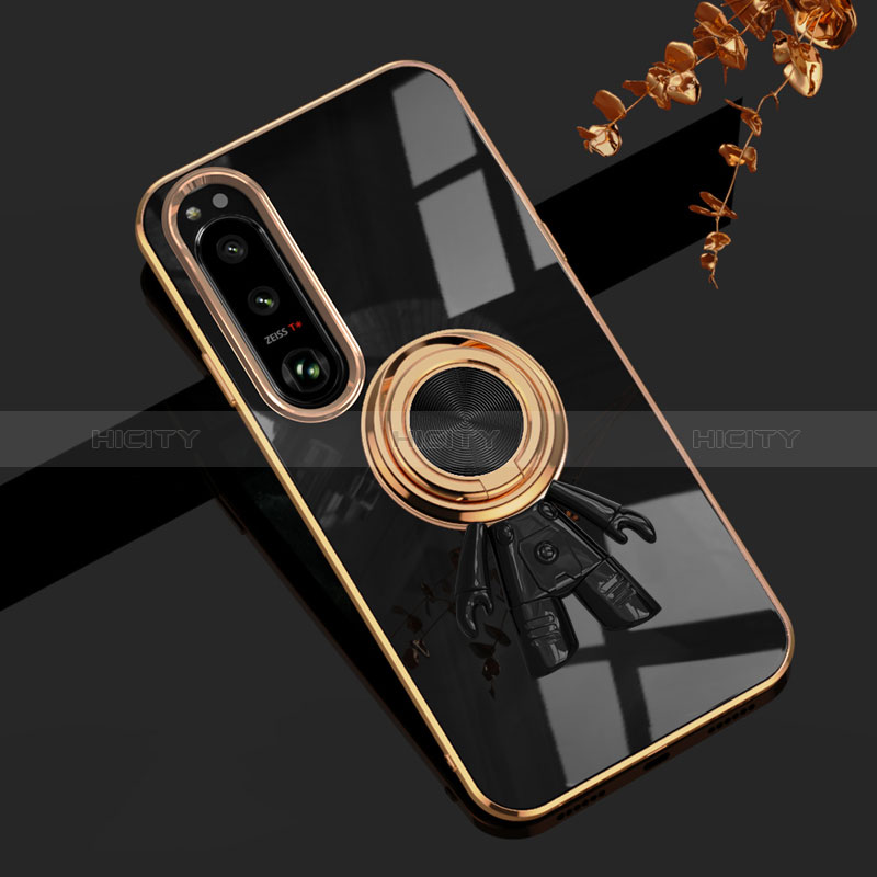 Coque Ultra Fine Silicone Souple Housse Etui avec Support Bague Anneau Aimante Magnetique S01 pour Sony Xperia 1 IV Plus