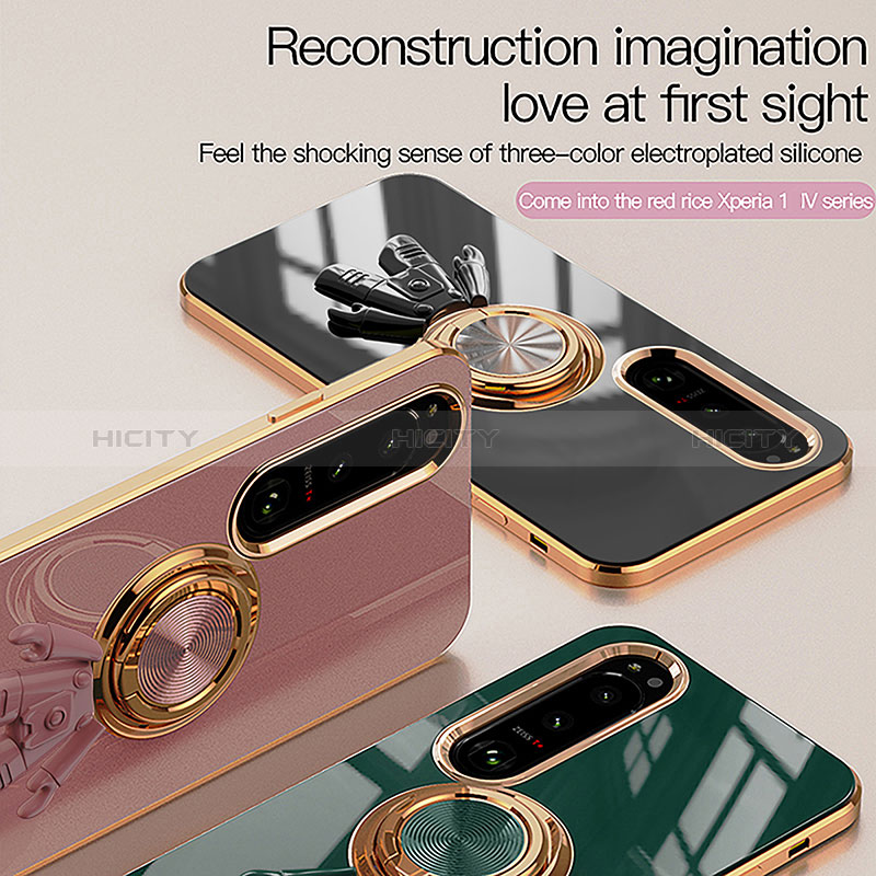 Coque Ultra Fine Silicone Souple Housse Etui avec Support Bague Anneau Aimante Magnetique S01 pour Sony Xperia 1 IV SO-51C Plus