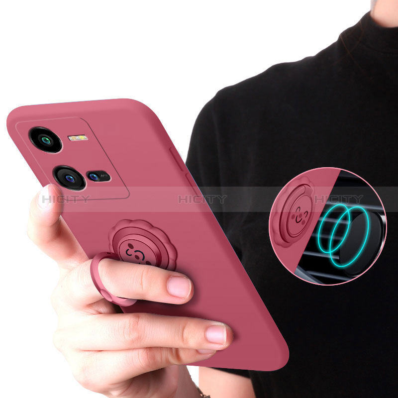 Coque Ultra Fine Silicone Souple Housse Etui avec Support Bague Anneau Aimante Magnetique S01 pour Vivo iQOO 10 Pro 5G Plus