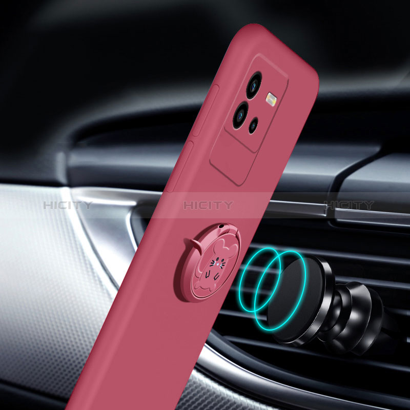 Coque Ultra Fine Silicone Souple Housse Etui avec Support Bague Anneau Aimante Magnetique S01 pour Vivo iQOO Neo6 SE 5G Plus