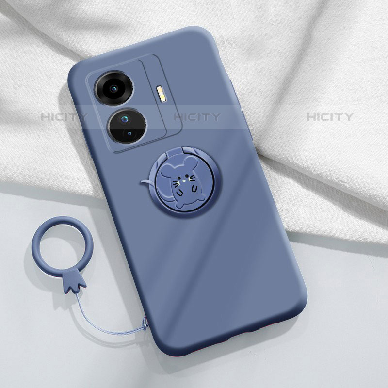 Coque Ultra Fine Silicone Souple Housse Etui avec Support Bague Anneau Aimante Magnetique S01 pour Vivo iQOO Z6 Pro 5G Plus