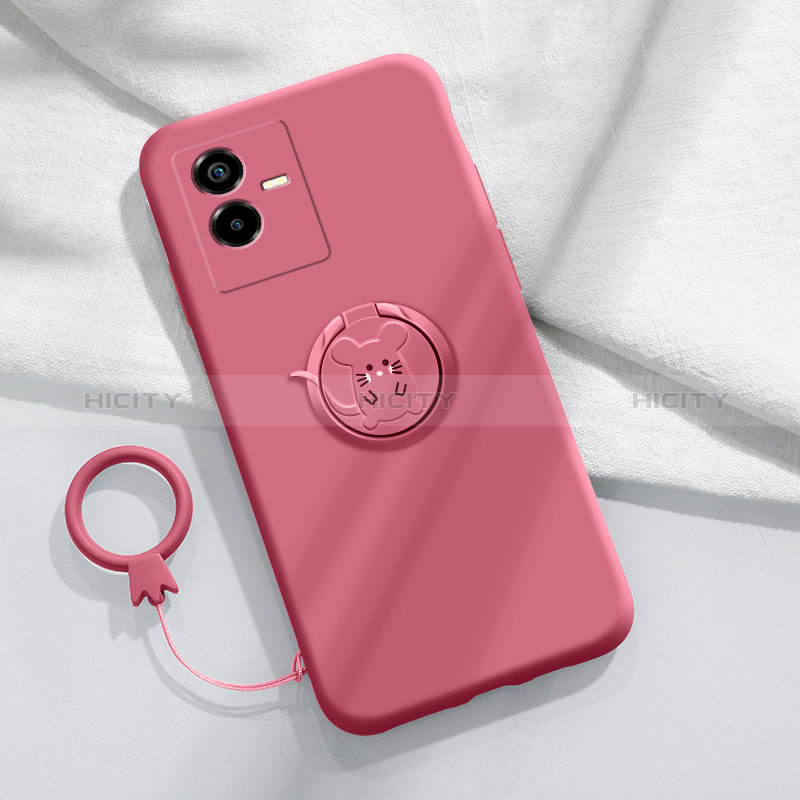 Coque Ultra Fine Silicone Souple Housse Etui avec Support Bague Anneau Aimante Magnetique S01 pour Vivo T2x 5G Plus