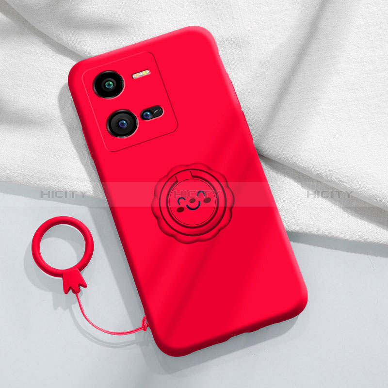 Coque Ultra Fine Silicone Souple Housse Etui avec Support Bague Anneau Aimante Magnetique S01 pour Vivo V25 5G Plus