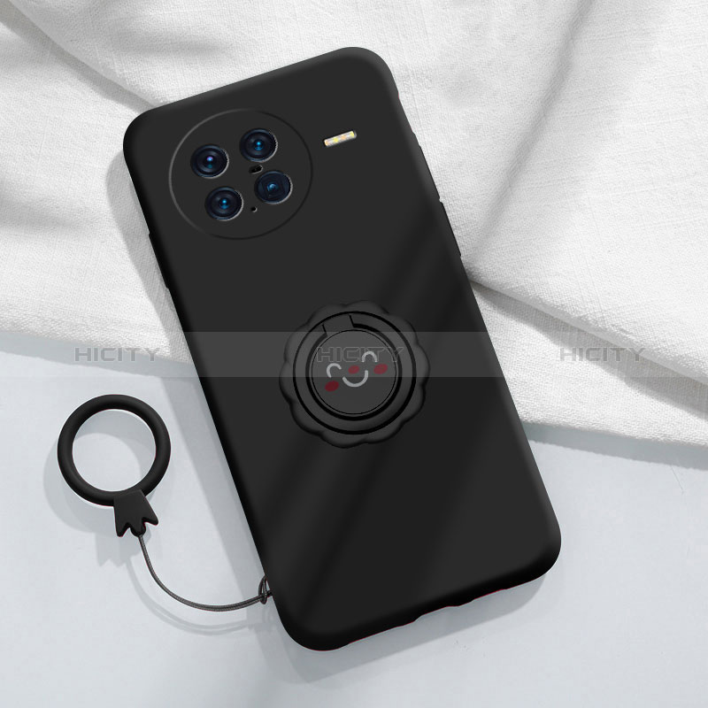 Coque Ultra Fine Silicone Souple Housse Etui avec Support Bague Anneau Aimante Magnetique S01 pour Vivo X Note Noir Plus