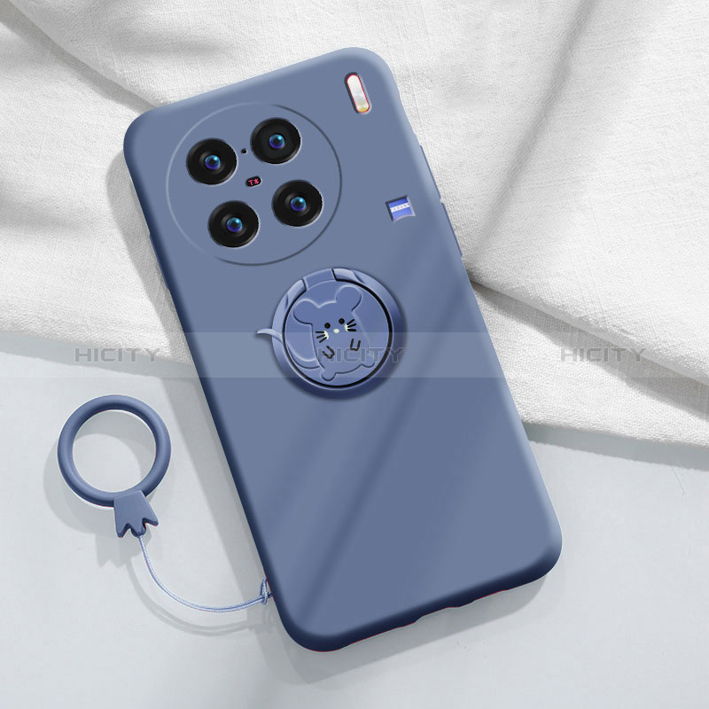 Coque Ultra Fine Silicone Souple Housse Etui avec Support Bague Anneau Aimante Magnetique S01 pour Vivo X90 Pro 5G Plus