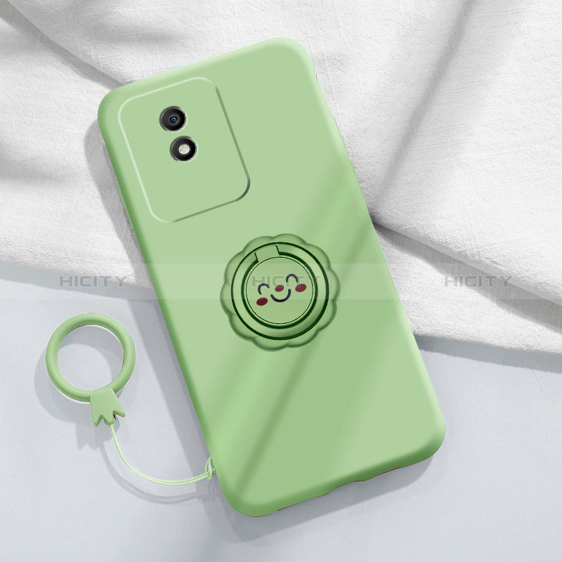 Coque Ultra Fine Silicone Souple Housse Etui avec Support Bague Anneau Aimante Magnetique S01 pour Vivo Y02 Plus