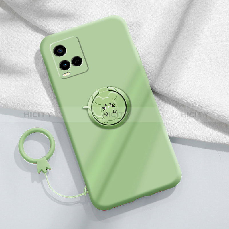 Coque Ultra Fine Silicone Souple Housse Etui avec Support Bague Anneau Aimante Magnetique S01 pour Vivo Y21 Plus