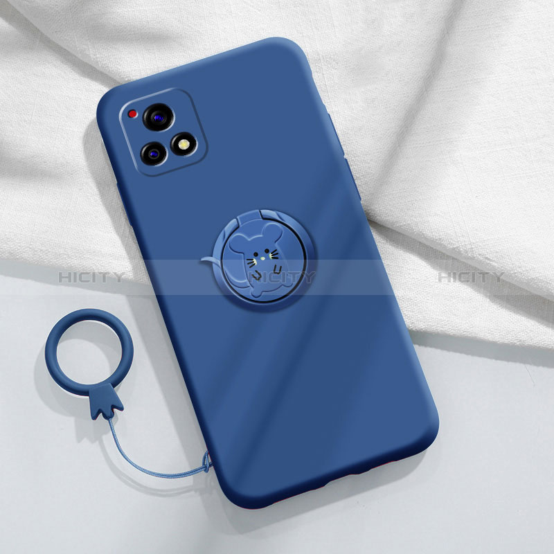 Coque Ultra Fine Silicone Souple Housse Etui avec Support Bague Anneau Aimante Magnetique S01 pour Vivo Y31s 5G Plus