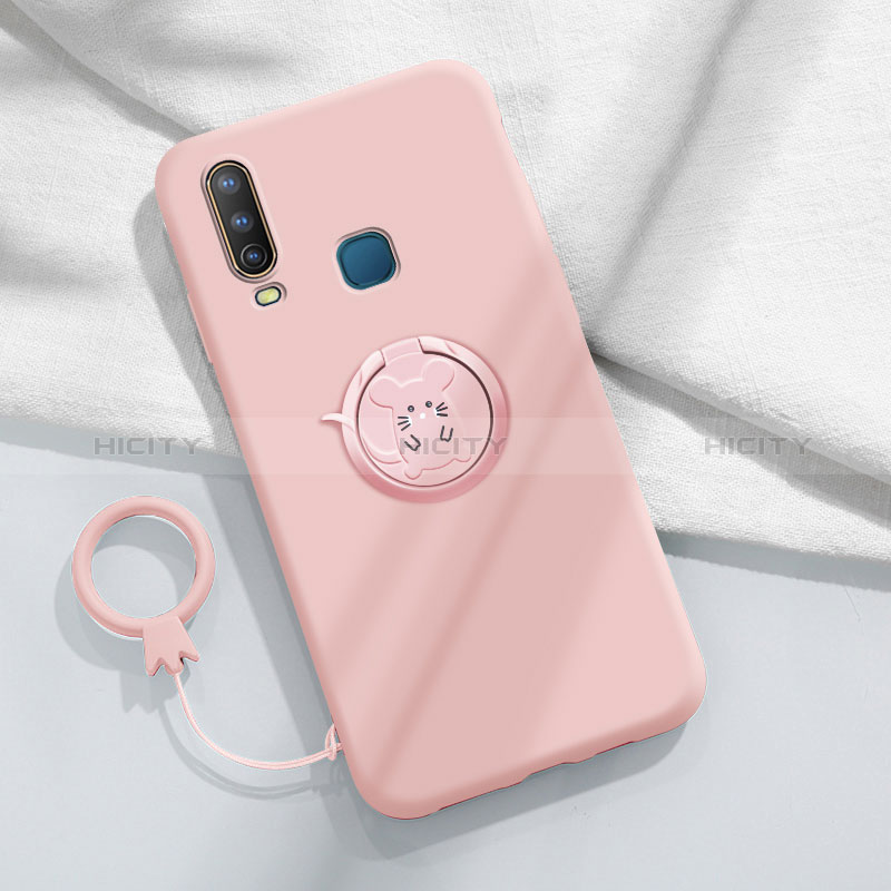 Coque Ultra Fine Silicone Souple Housse Etui avec Support Bague Anneau Aimante Magnetique S01 pour Vivo Y3s Plus