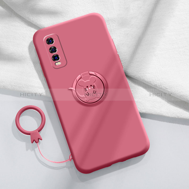 Coque Ultra Fine Silicone Souple Housse Etui avec Support Bague Anneau Aimante Magnetique S01 pour Vivo Y51s 5G Plus