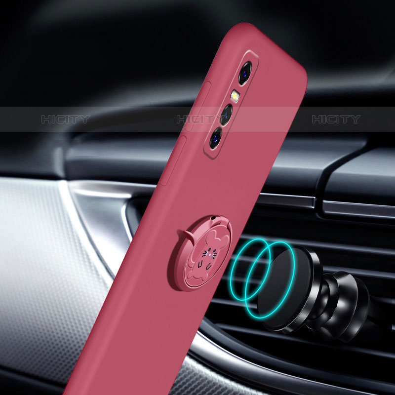 Coque Ultra Fine Silicone Souple Housse Etui avec Support Bague Anneau Aimante Magnetique S01 pour Vivo Y73s 5G Plus