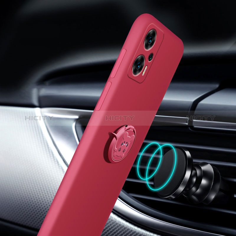 Coque Ultra Fine Silicone Souple Housse Etui avec Support Bague Anneau Aimante Magnetique S01 pour Xiaomi Poco F5 5G Plus