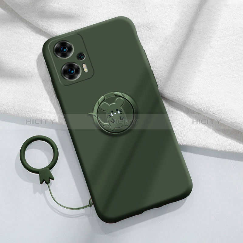 Coque Ultra Fine Silicone Souple Housse Etui avec Support Bague Anneau Aimante Magnetique S01 pour Xiaomi Poco F5 5G Vert Plus